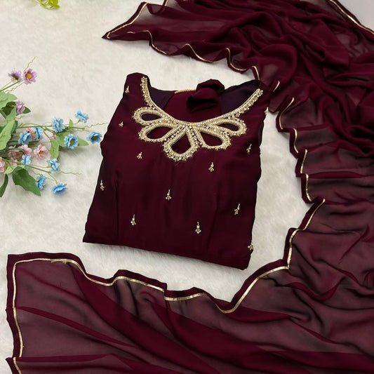 Trending Rangoli Hand Work 4 MTR Flair Gown