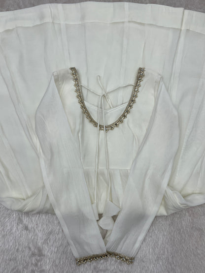 Pure Mal Chanderi Mirror Work Gown Dupatta