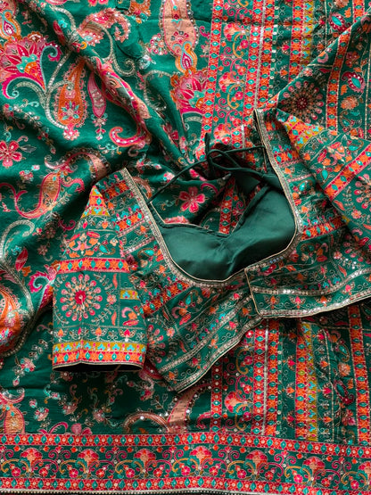 Crepe Silk Printed Embroidered Saree Set