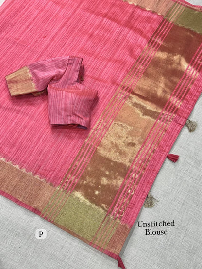Beautiful Soft Rich Assam Silk With Zari Jacquard Weaving Work Saree