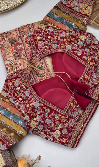 Beautiful Soft Rich Pure Pashmina Silk With Multicolour Thread Weaving Work Saree