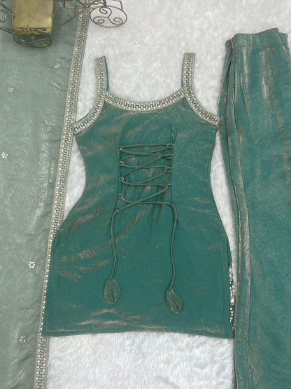 Beautiful Soft Frendy Silk With Embroidery Sequence Dori & Jari Work Suit