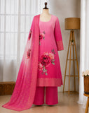 TRENDING CHANDERI SILK JACQARD WORK KURTI, BOTTOM WITH DUPATTA SET