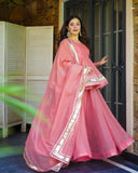 Pink Color Soft Crunchy Crush Top Plazzo