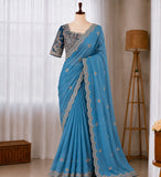 Tissue Crepe Silk Handwork Saree Set