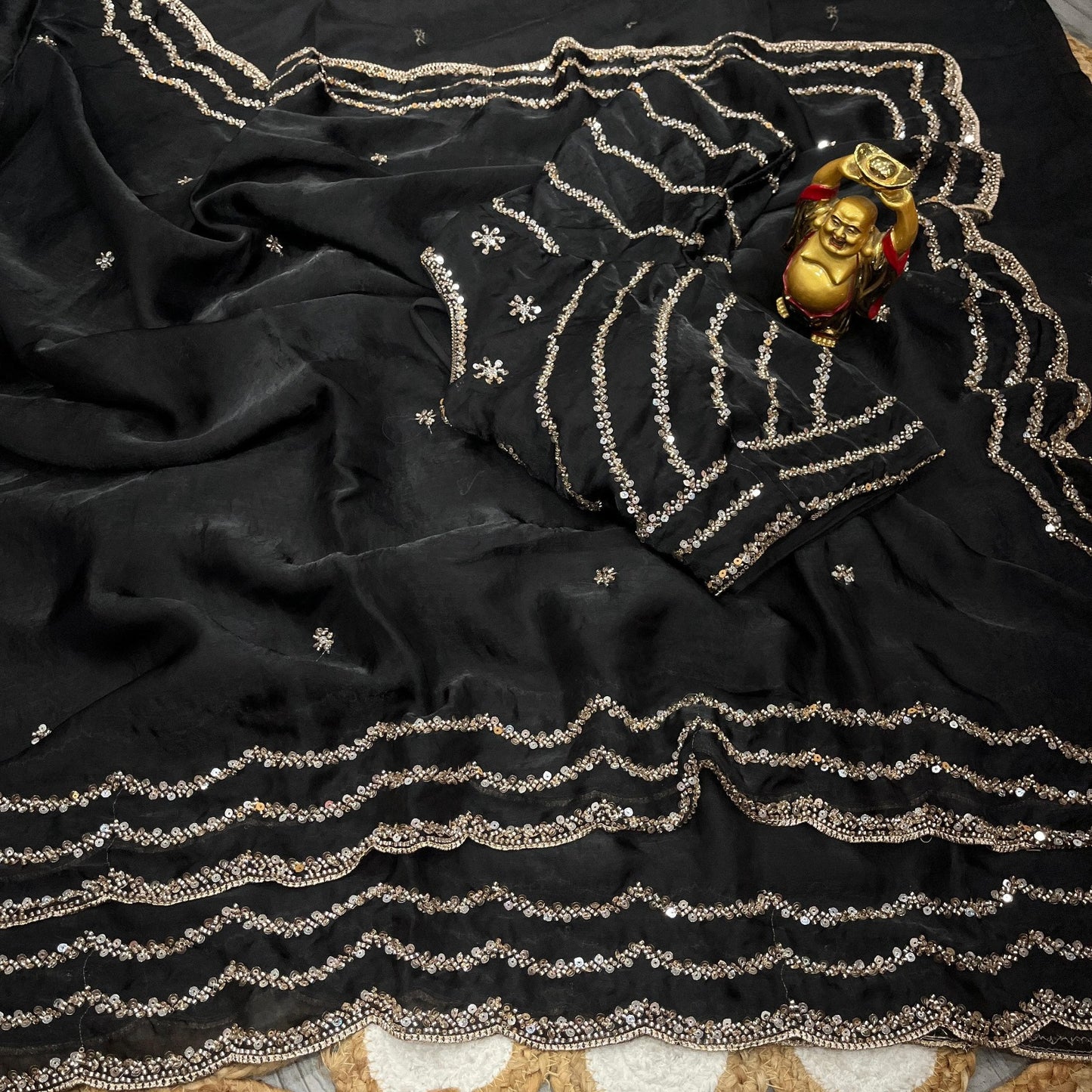 Pure Space Silk Cutdana Handwork Saree Set
