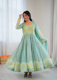 Floral Printed Organza Gown Suit Set