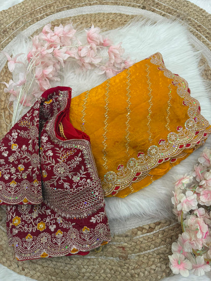 Beautiful Soft Rich Premium Space Silk With Thread & Sequence Embroidery Work Saree