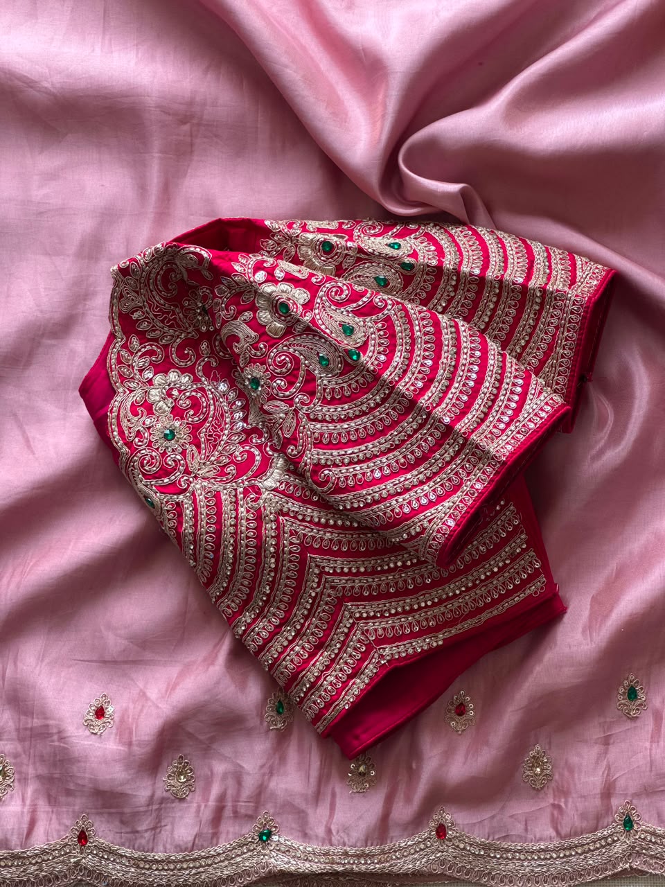 Tissue Crepe Silk Handwork Saree Set