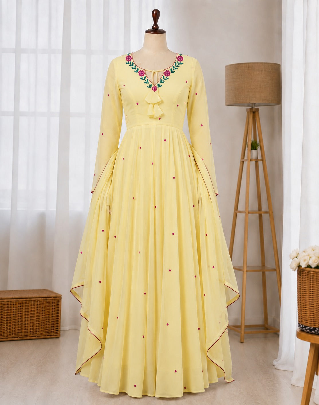 Heavy Faux Georgette Embroidered Anarkali Suit Set