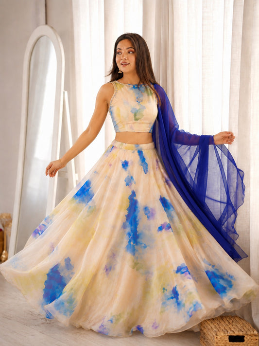 Jimmy Organza Printed Lehenga Set