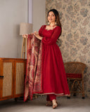 Tabby Silk Mirror Lace Anarkali Suit Set