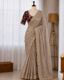 Soft Elegent With Rich Look With Embroidery Work Saree