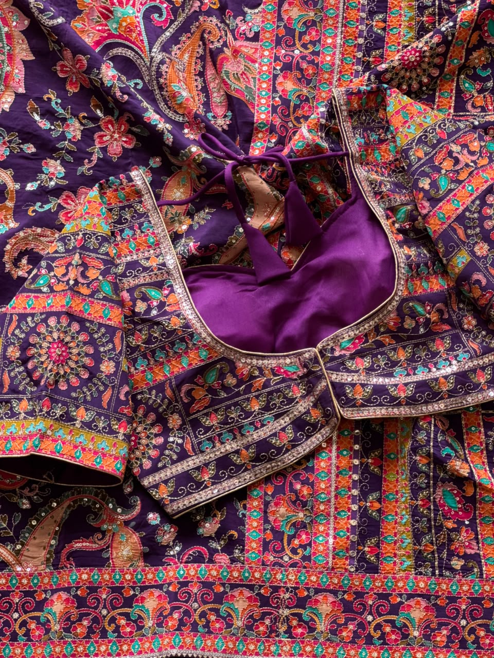 Crepe Silk Printed Embroidered Saree Set