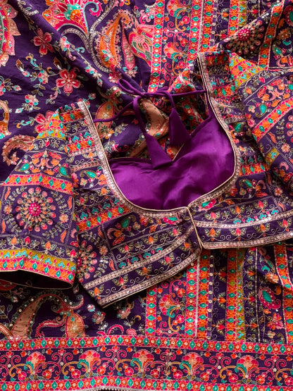 Crepe Silk Printed Embroidered Saree Set