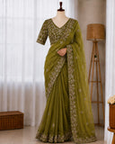 Two Tone Fandy Chiffon Embroidered Saree