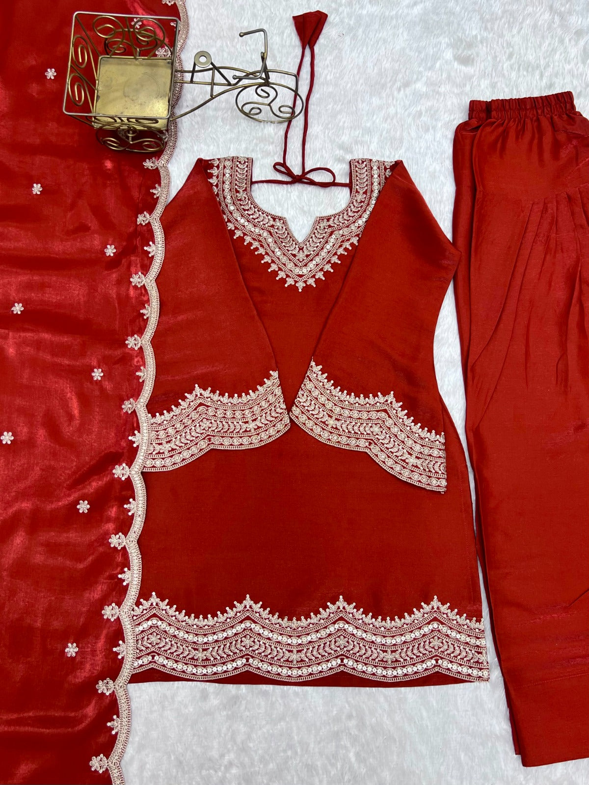 Glass Roman Silk Embroidered Farshi Shalwar Suit Set