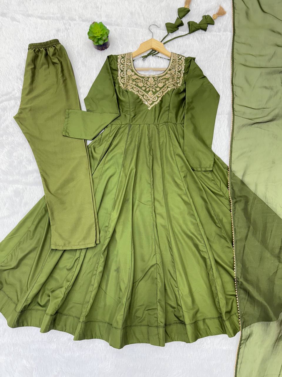 French Embroidered Gown Suit Set