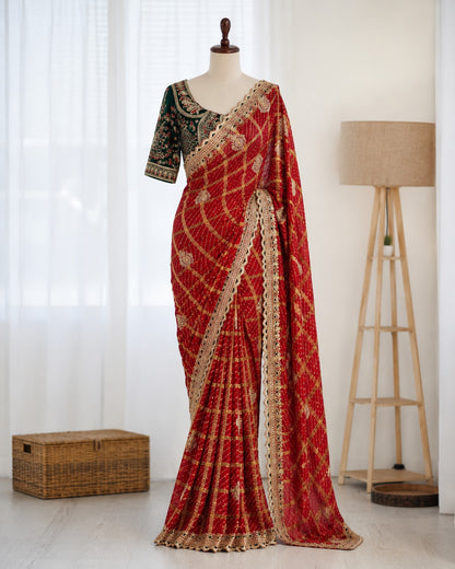 Panetar Chiffon Embroidered Saree Set