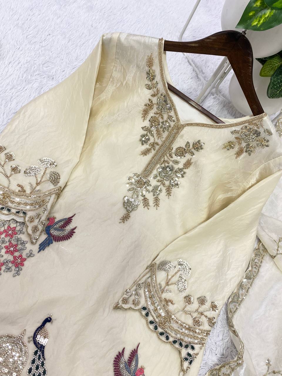 Fendy Silk Embroidered Plazzo Suit Set