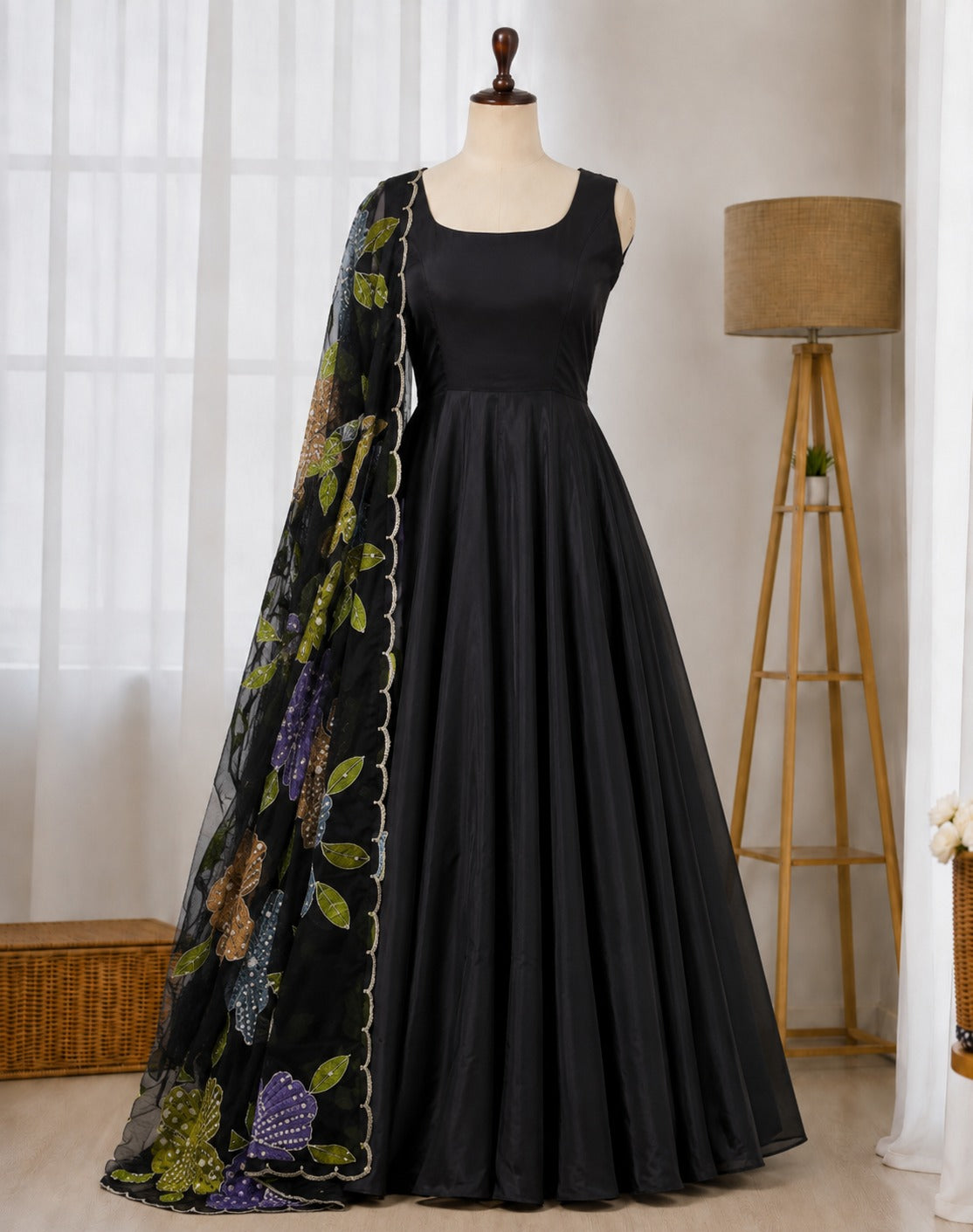 Natural Crepe Anarkali Suit Set