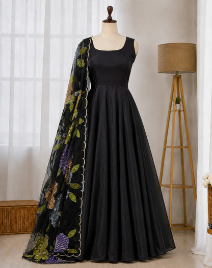 Natural Crepe Anarkali Suit Set