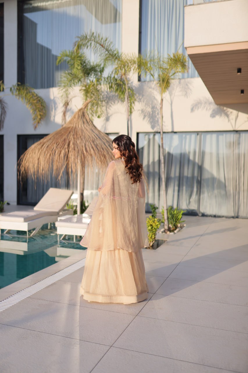 Beautiful Soft Rich Sindur Silk Beads Embroidery Work Lehenga Set