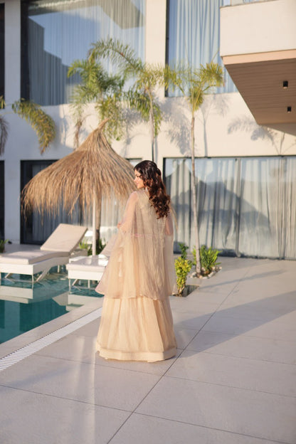 Beautiful Soft Rich Sindur Silk Beads Embroidery Work Lehenga Set