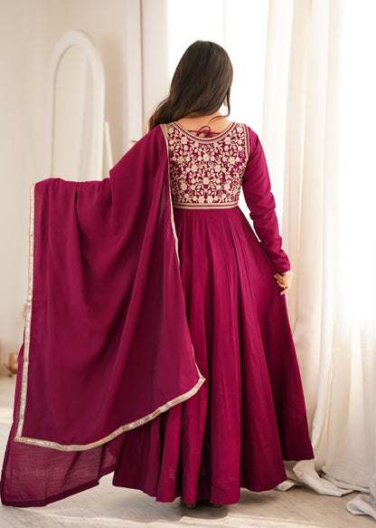 Roman Silk Floral Print Anarkali Suit Set
