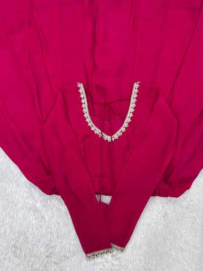 Pure Mal Chanderi Mirror Work Gown Dupatta