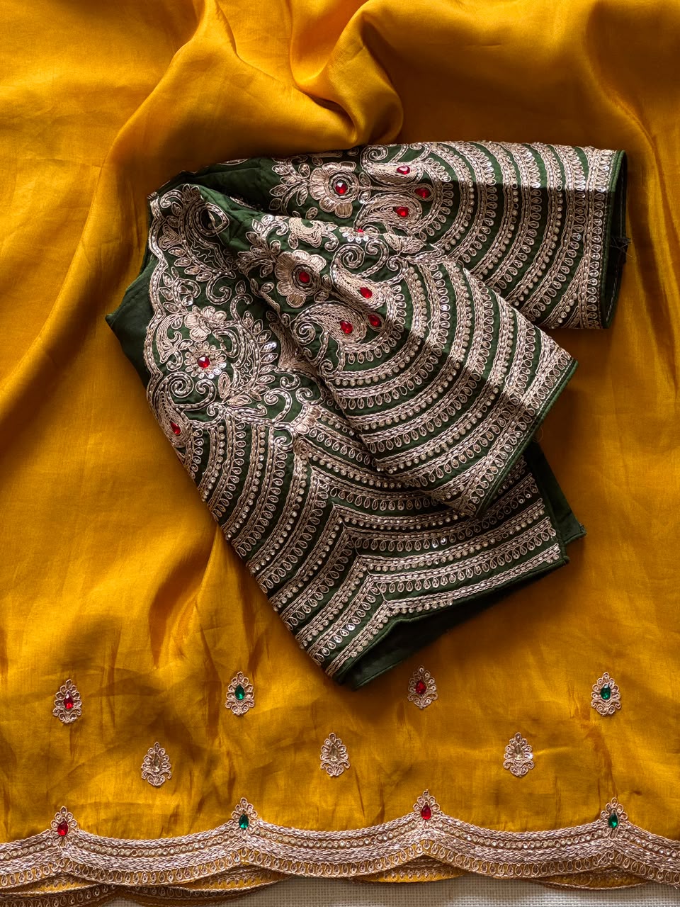 Tissue Crepe Silk Handwork Saree Set