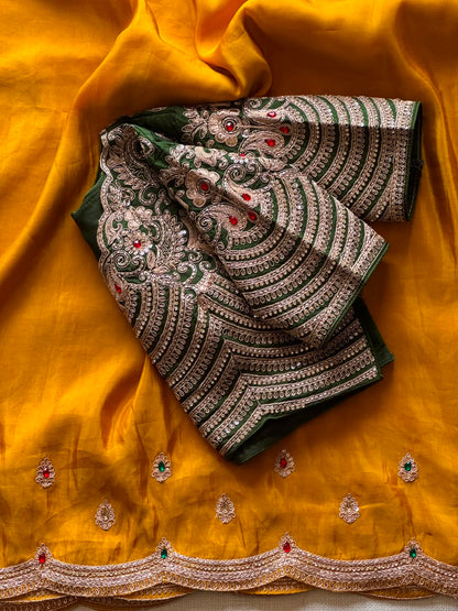Tissue Crepe Silk Handwork Saree Set