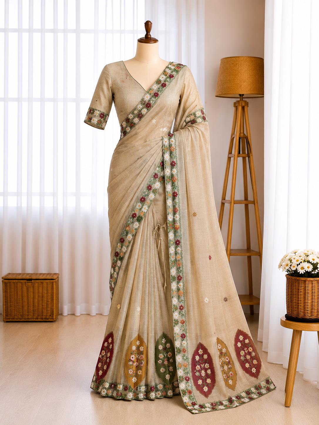 New Beautiful Linen Cotton Saree