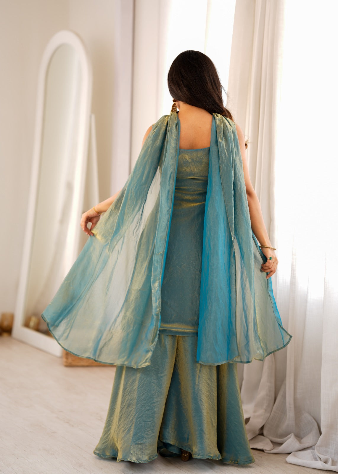 Beautiful Soft Rich Pure Fendy Silk With Fancy Embroidery Work Sharara Set