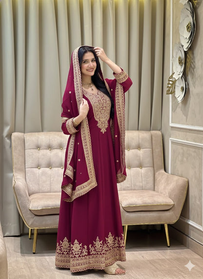Black Color Blooming fox Georgette Heavy Embroidery Work Gown