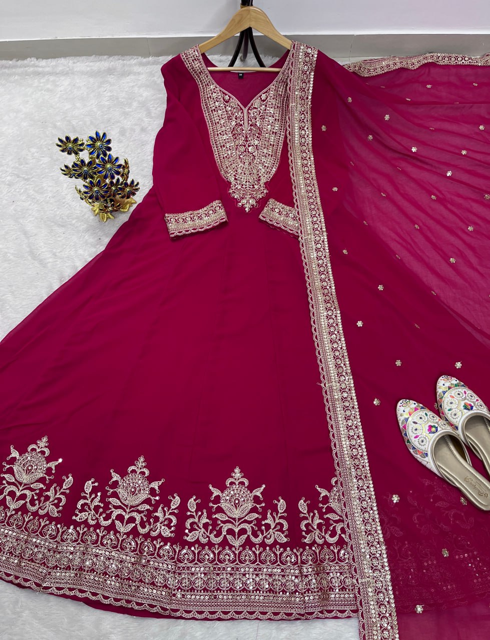 Black Color Blooming fox Georgette Heavy Embroidery Work Gown