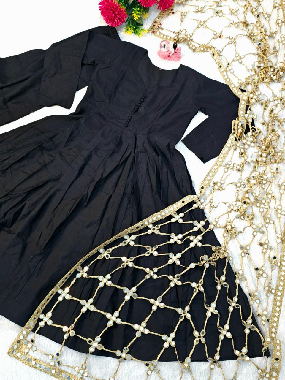 Beautifull Roman Silk With Fancy Color Anarkali Set