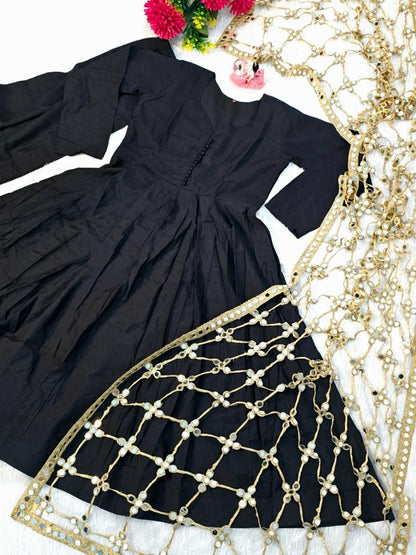 Beautifull Roman Silk With Fancy Color Anarkali Set