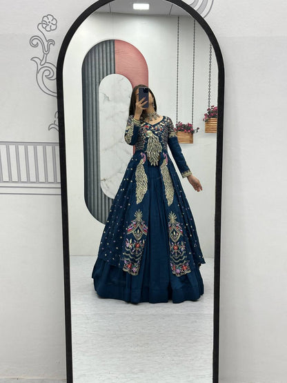 Beautifull Vichitra With Lumpi Lace Border Work Lehenga Set