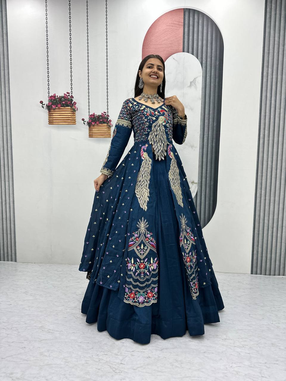 Beautifull Vichitra With Lumpi Lace Border Work Lehenga Set
