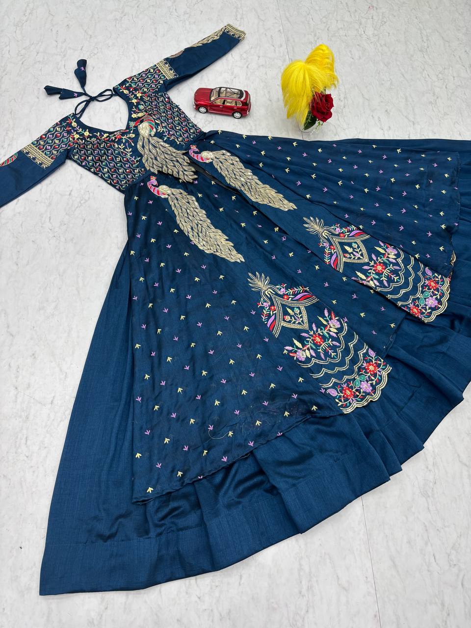 Beautifull Vichitra With Lumpi Lace Border Work Lehenga Set