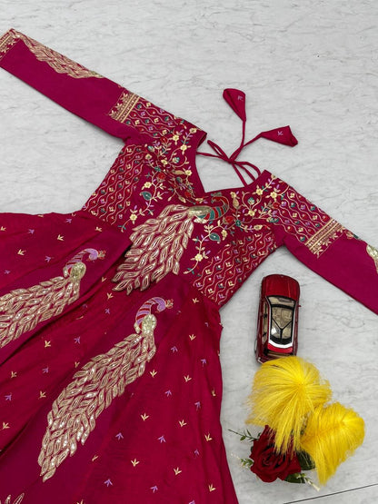 Beautifull Vichitra With Lumpi Lace Border Work Lehenga Set