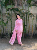 Beautifull Pink Color Satin Silk With Hand Made Real Mirror Work Top Pent