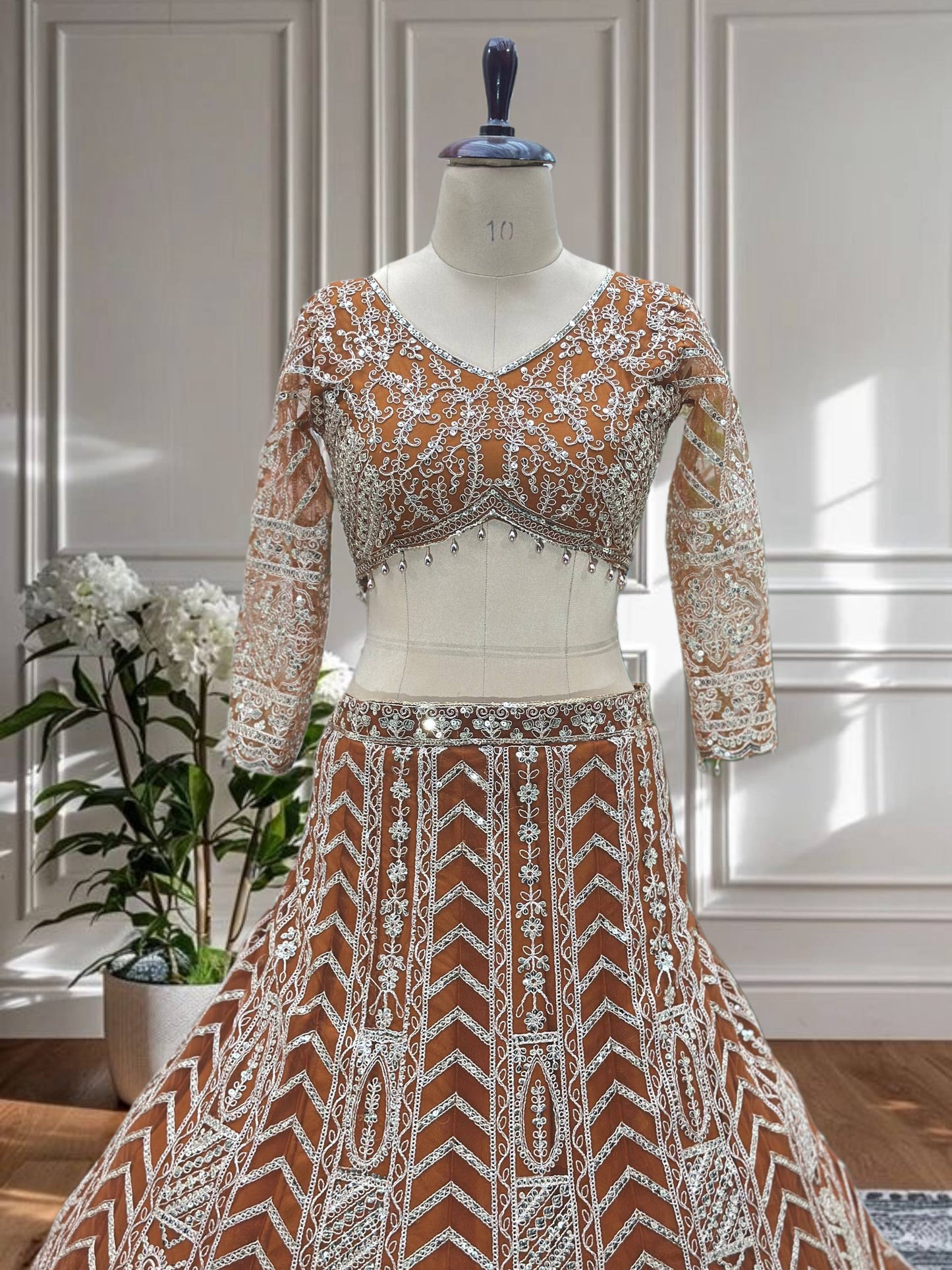 Beautifull Butterfly Net Sequience Coding Work Lehenga