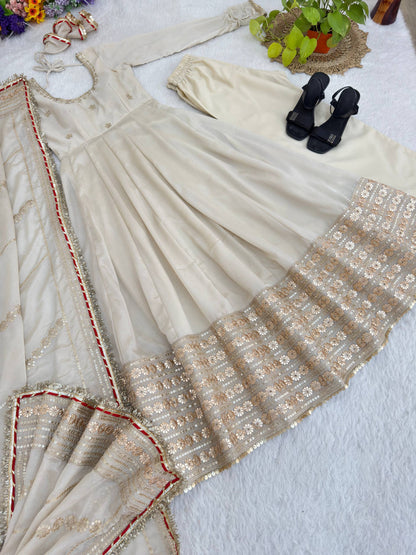Beautifull Chinon Silk With Coding Embroidery Work Anarkali