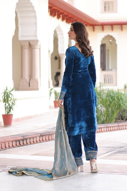 Beautifull Velvet With Rich Sequience Work Top Pent