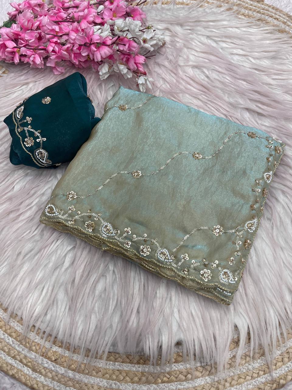 Beautifull Khatli Brits Work With Fendy Satin Silk Saree