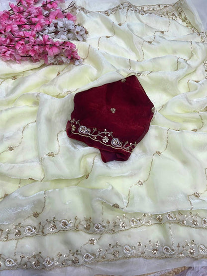 Beautifull Khatli Brits Work With Fendy Satin Silk Saree