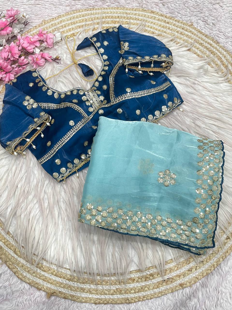 Jimmy Choo coding sequiece work saree