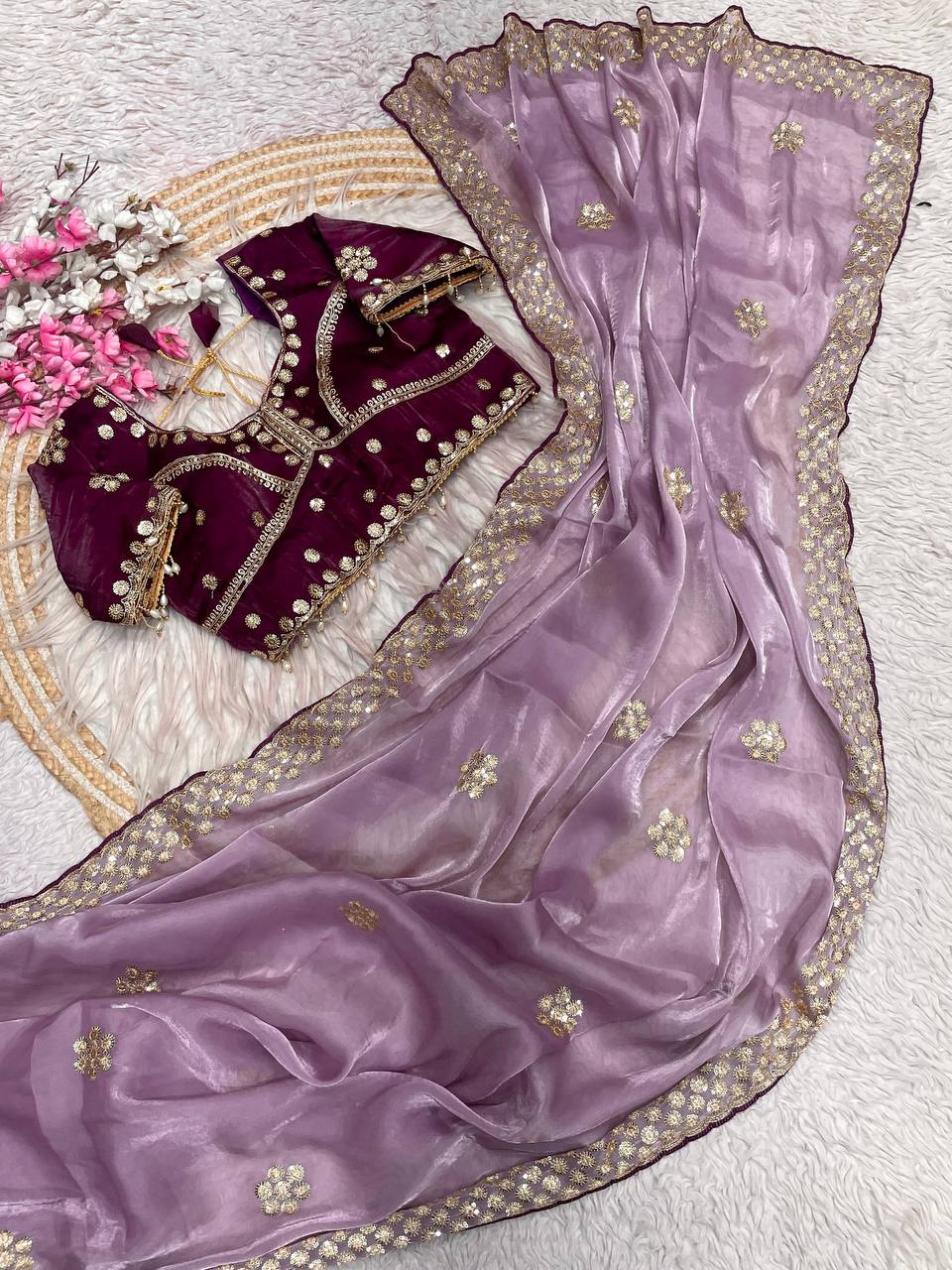 Jimmy Choo coding sequiece work saree